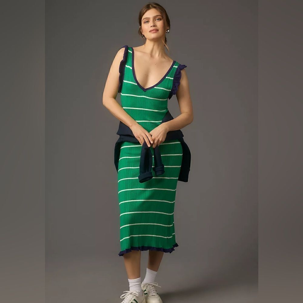 Daily Practice by Anthropologie Striped Knitted Midi Dress NWT